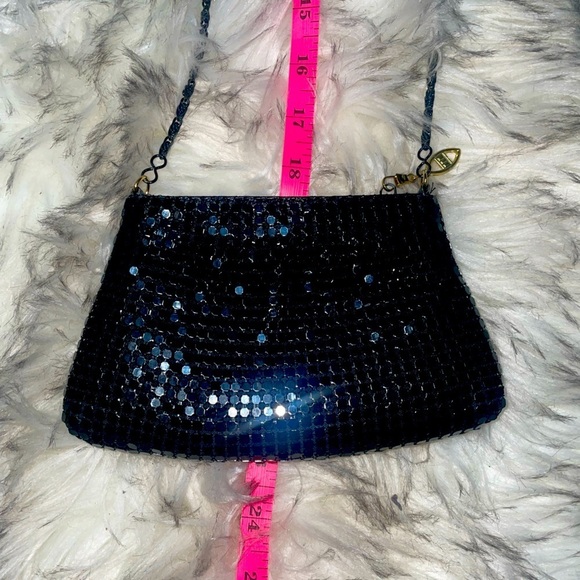 Tiny beaded crossbody black sequin purse travel bag party bag club bag - Picture 1 of 11